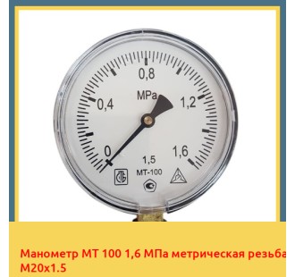 Манометр МТ 100 1,6 МПа метрическая резьба М20х1.5 в Петропавловске