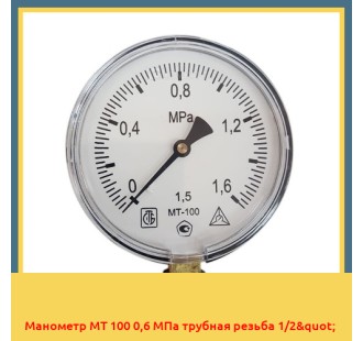 Манометр МТ 100 0,6 МПа трубная резьба 1/2" в Петропавловске