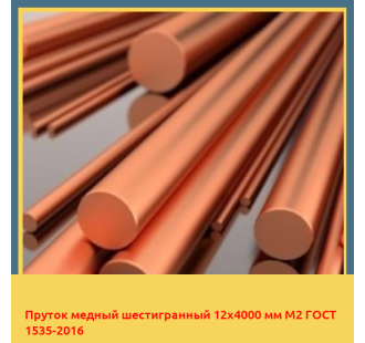 Пруток медный шестигранный 12х4000 мм М2 ГОСТ 1535-2016 в Петропавловске